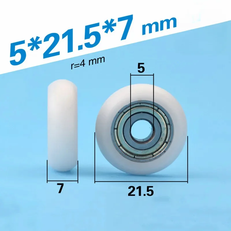 

circular arc Plastic coated bearing 625ZZ 5*21.5*7mm POM nylon pulley roller bore 5mm diameter 21.5mm