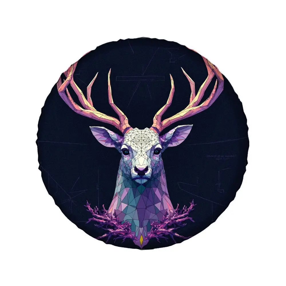 Geometric Deer Head Tire Cover Polyester Waterproof Sun Protection Outdoor Spare Wheel Protector