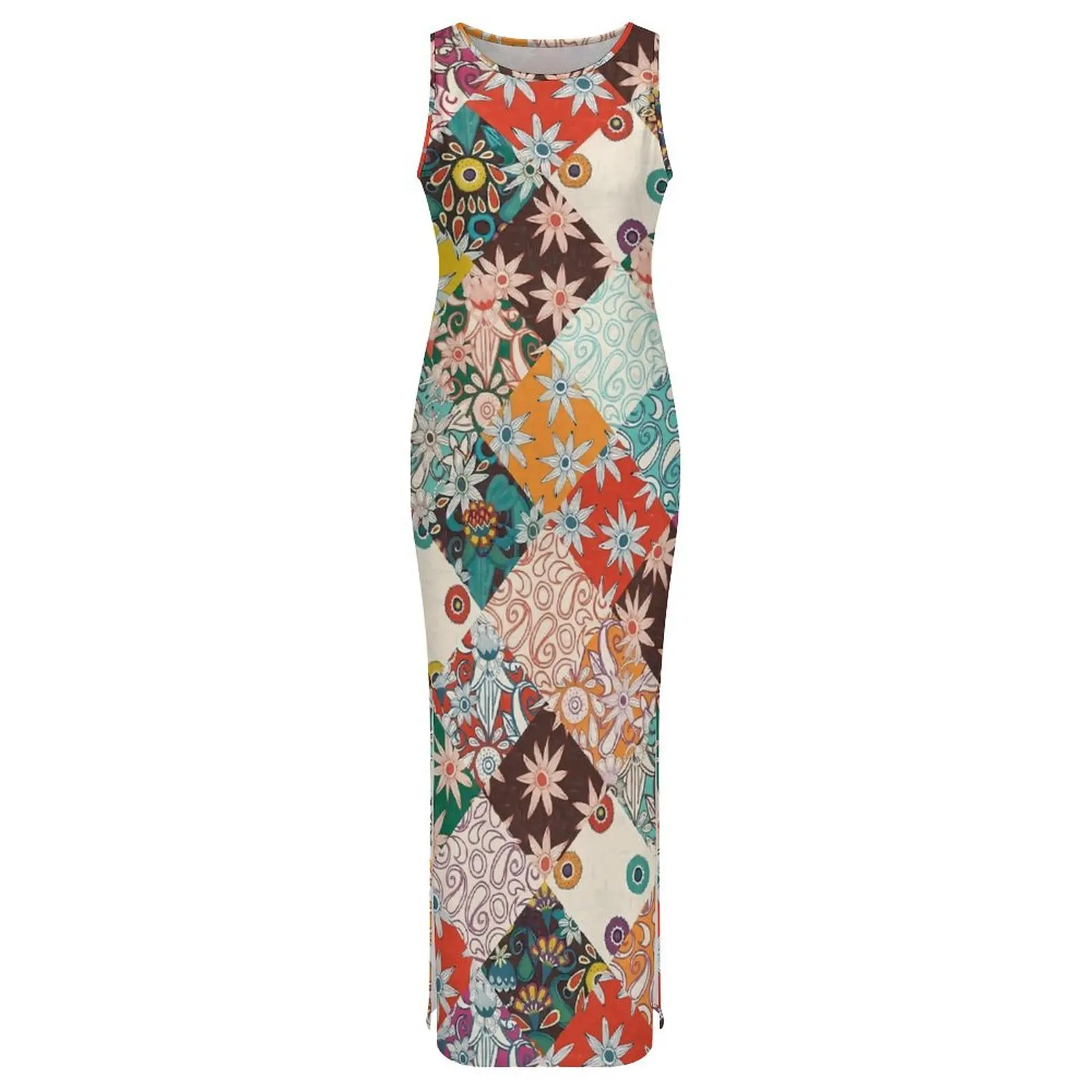 Vestido Floral bohemio Retro para mujer, vestido ceñido estético con estampado de margaritas bonitas, Vestidos largos Retro de verano con patrón, Vestidos de talla grande
