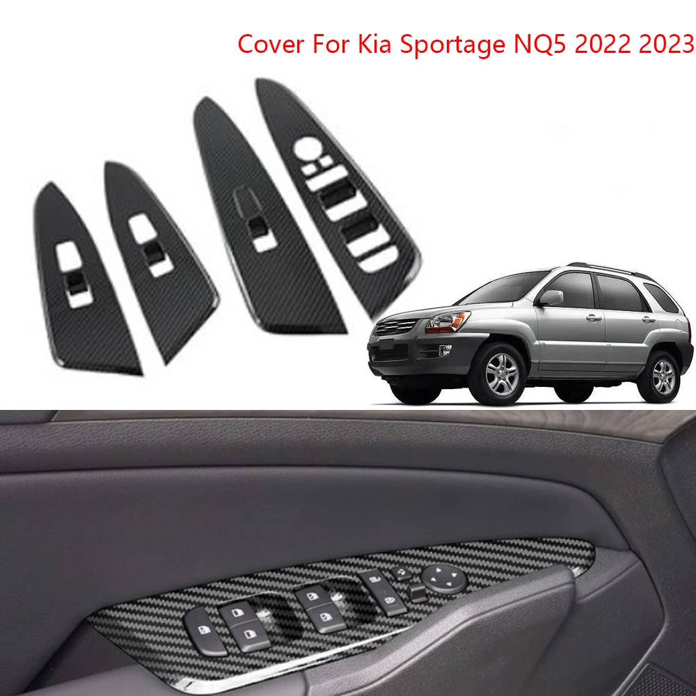 

4Pcs ABS Wood Car Interior Door Window Lift Glass Switch Buttons Cover For Kia Sportage NQ5 2022 2023 Molding Car Accessories