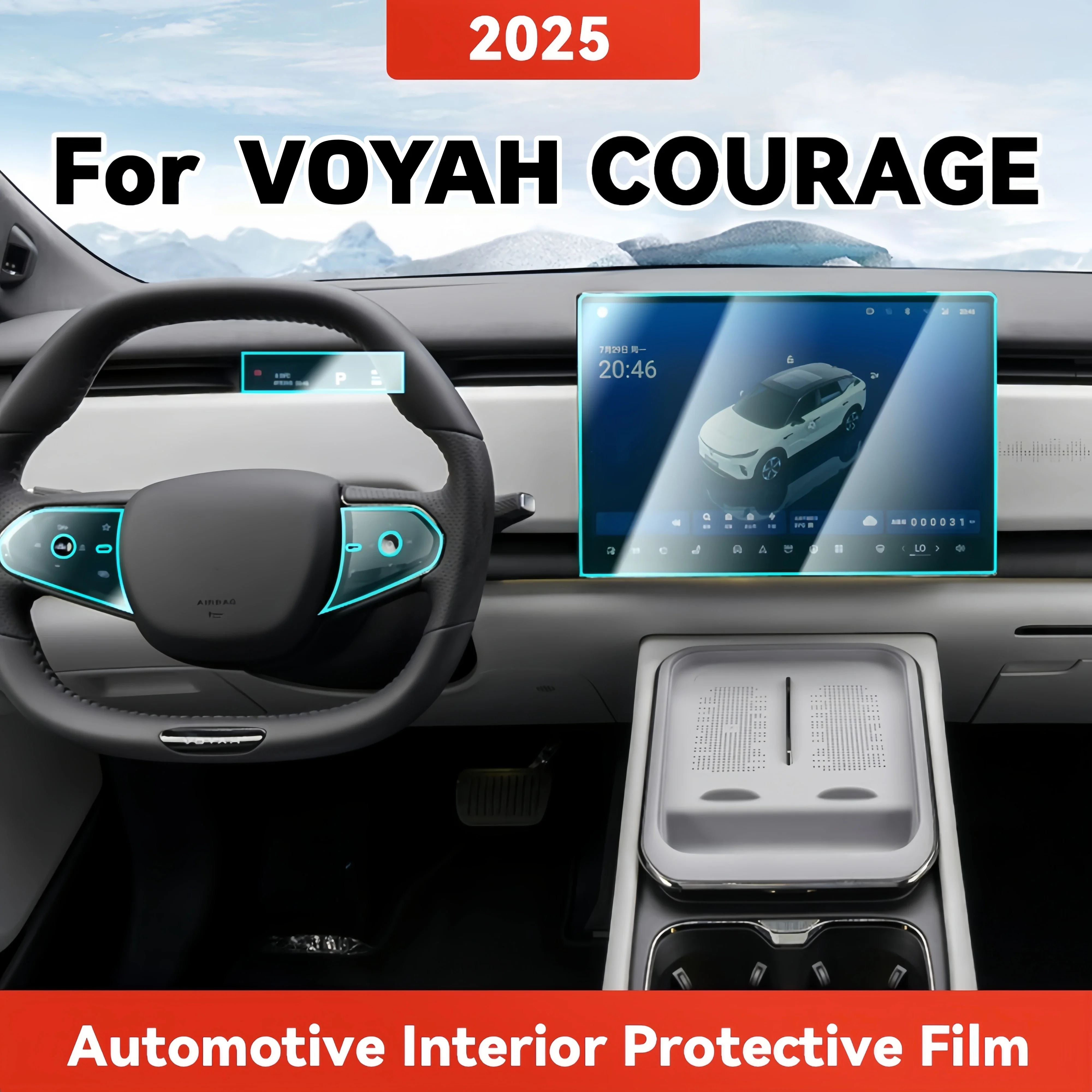 TPU For VOYAH COURAGE 2025 Transparent Protective Film Car Interior Central Control Navigation Panel Accessories Sticker