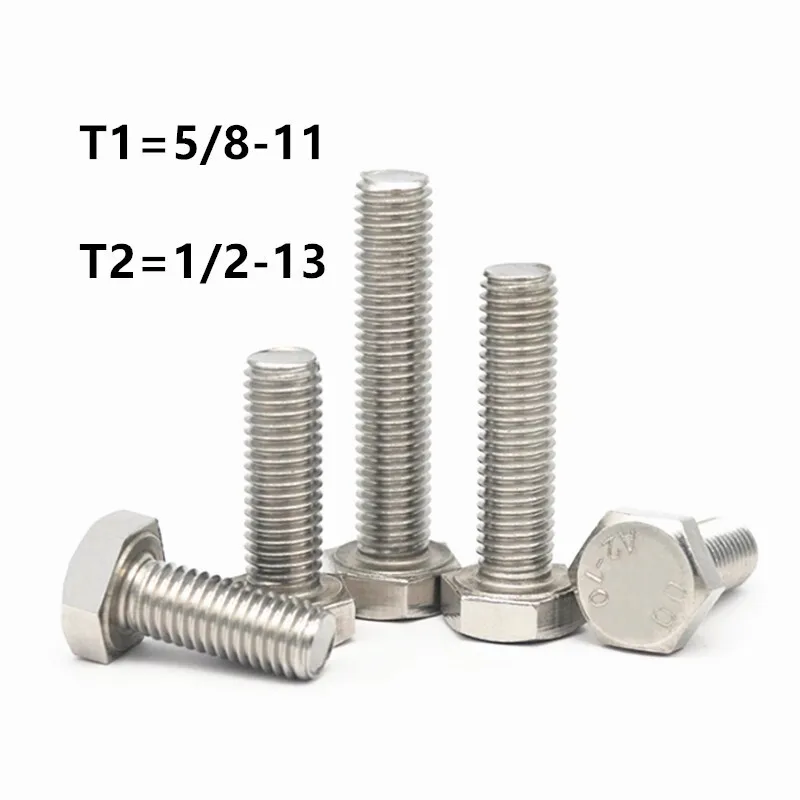

1pcs Hex Bolts 5/8-11xL 1/2-13xL UNC/UNF Threads Hex Screws Nuts Washers Stainless Steel Pack