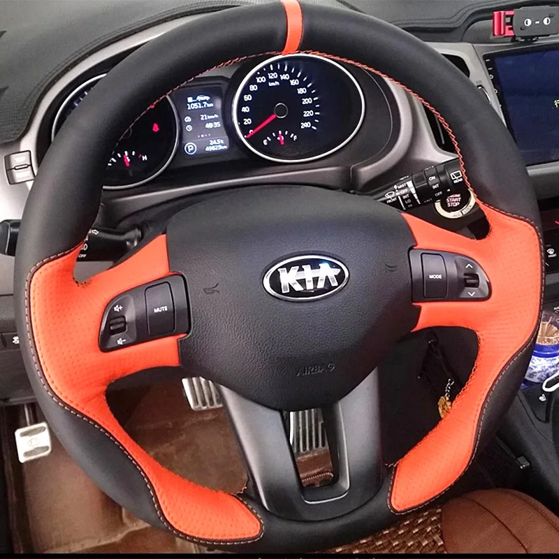Hand-stitched Car Steering Wheel Protection Cover for Kia Ceed 2009-2012 Sportage 3 2010-2017 Full Coverage Interior Accessories