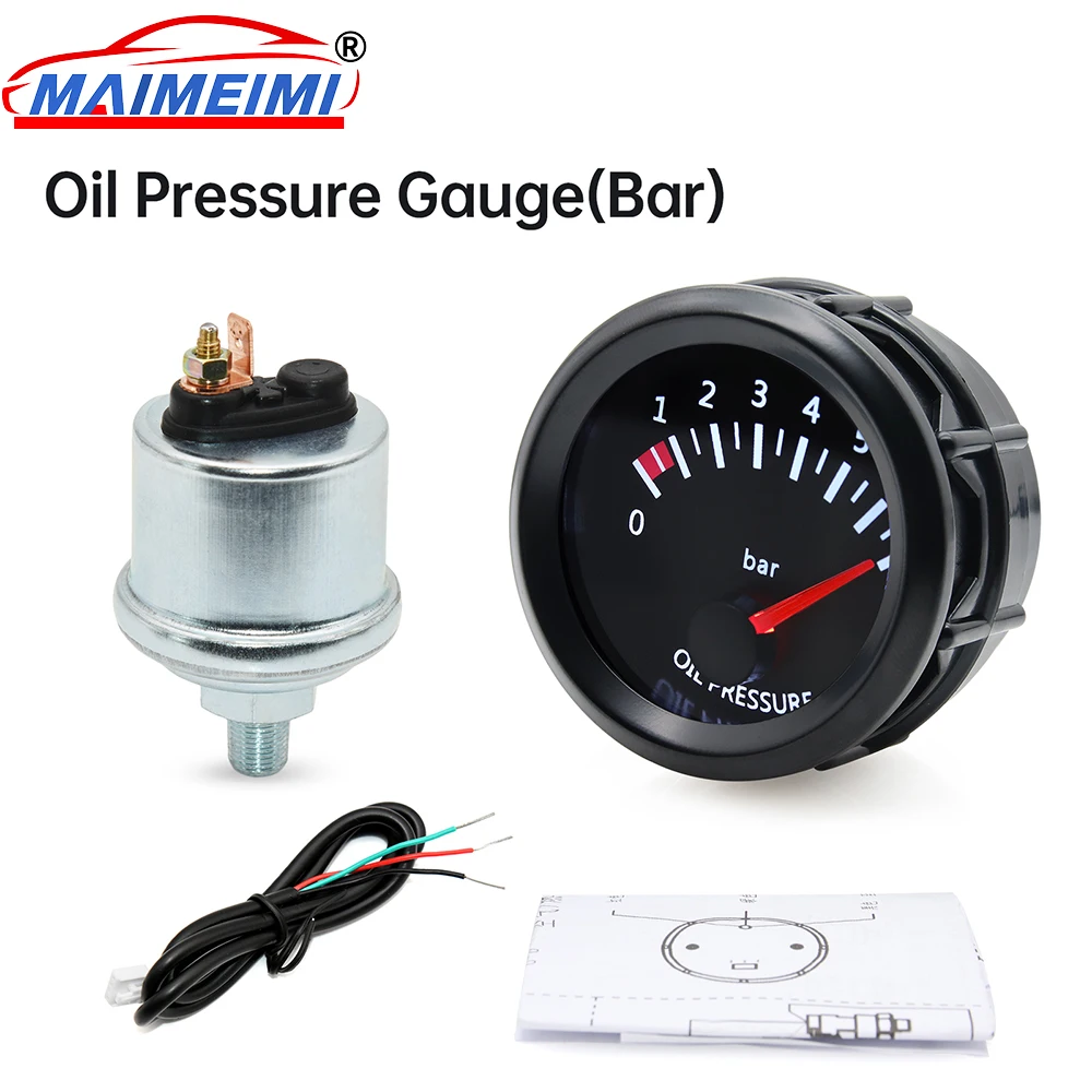 

52mm Car Oil Pressure Gauge 0-7Bar Digital pointer instrument with Oil Press Sensor NPT1/8 for Truck Car 12V