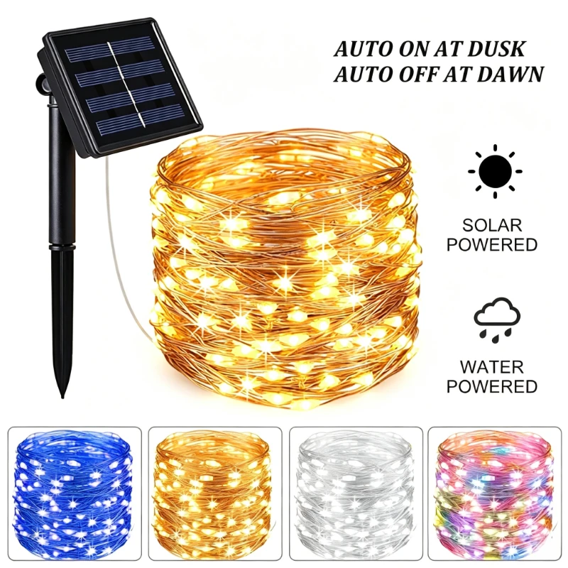 Solar Fairy Lights Copper Wire Solar String Lights 8 Modes Outdoor Waterproof for Patio Garden Yard Party Wedding Tree Decor