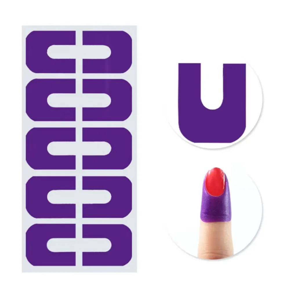 Pegatinas de esmalte de uñas antisalpicaduras, cinta de pelado, prevención de desbordamiento, forma de U, protección de la piel de los dedos, 10 Uds.