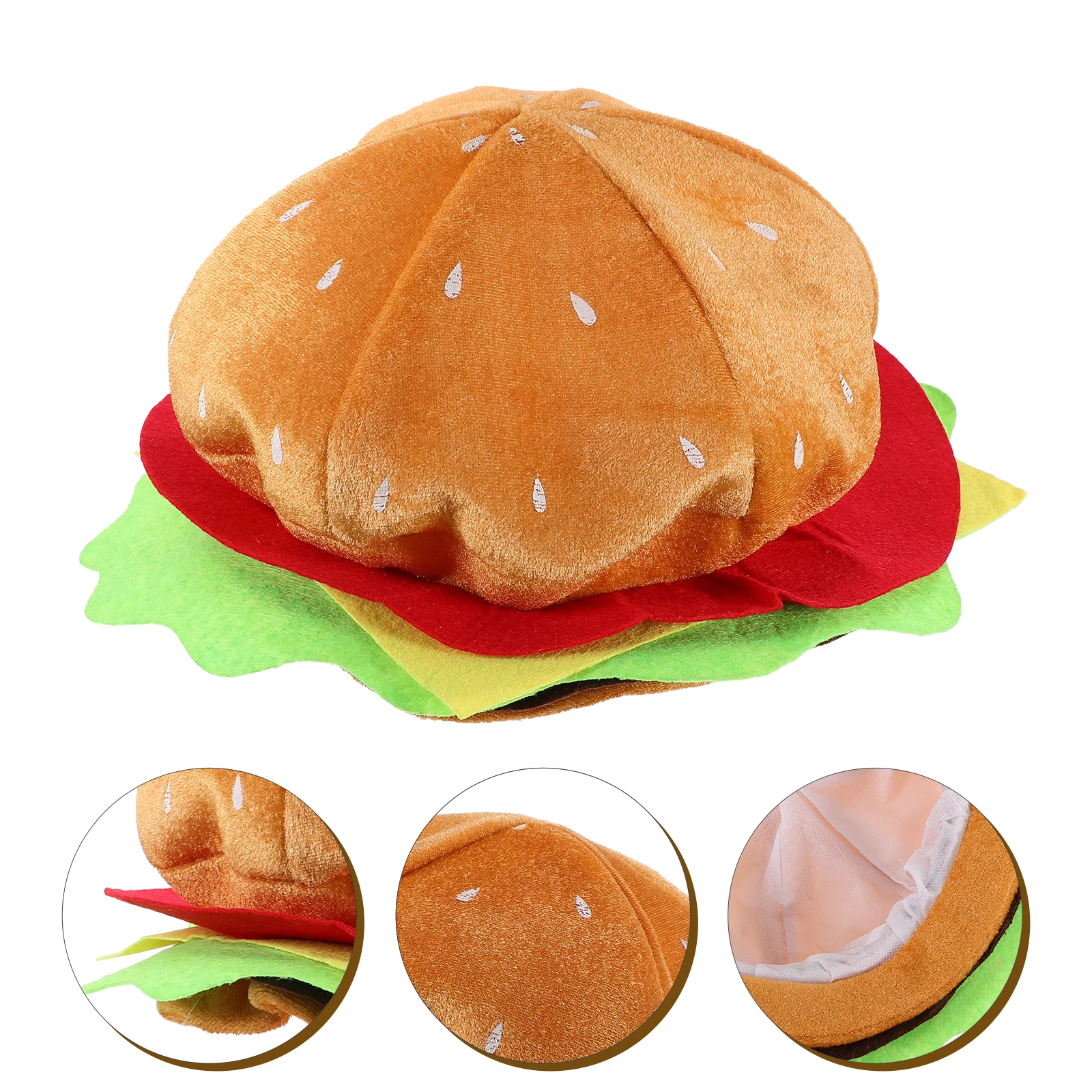

Cute Hamburger Shape Hat Stylish Burger Hat For Party Festival Cosplay Lightweight Skin-Friendly Comfortable Beret