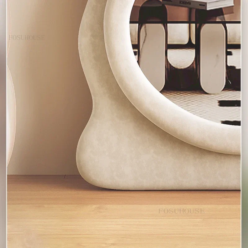 Wave Full-body Floor Mirror Home Special-shaped Decorative Mirrors Cream  Style Girls Fitting Dressing Mirror Room Decoration view 5