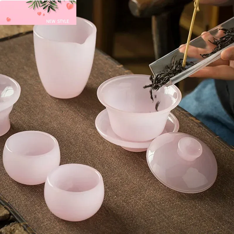 

Розовый фарфоровый набор Gaiwan с цветной глазурью для чая, розовая чашка для чайной посуды, китайские миски, набор для чайной церемонии Chawan Deng'S