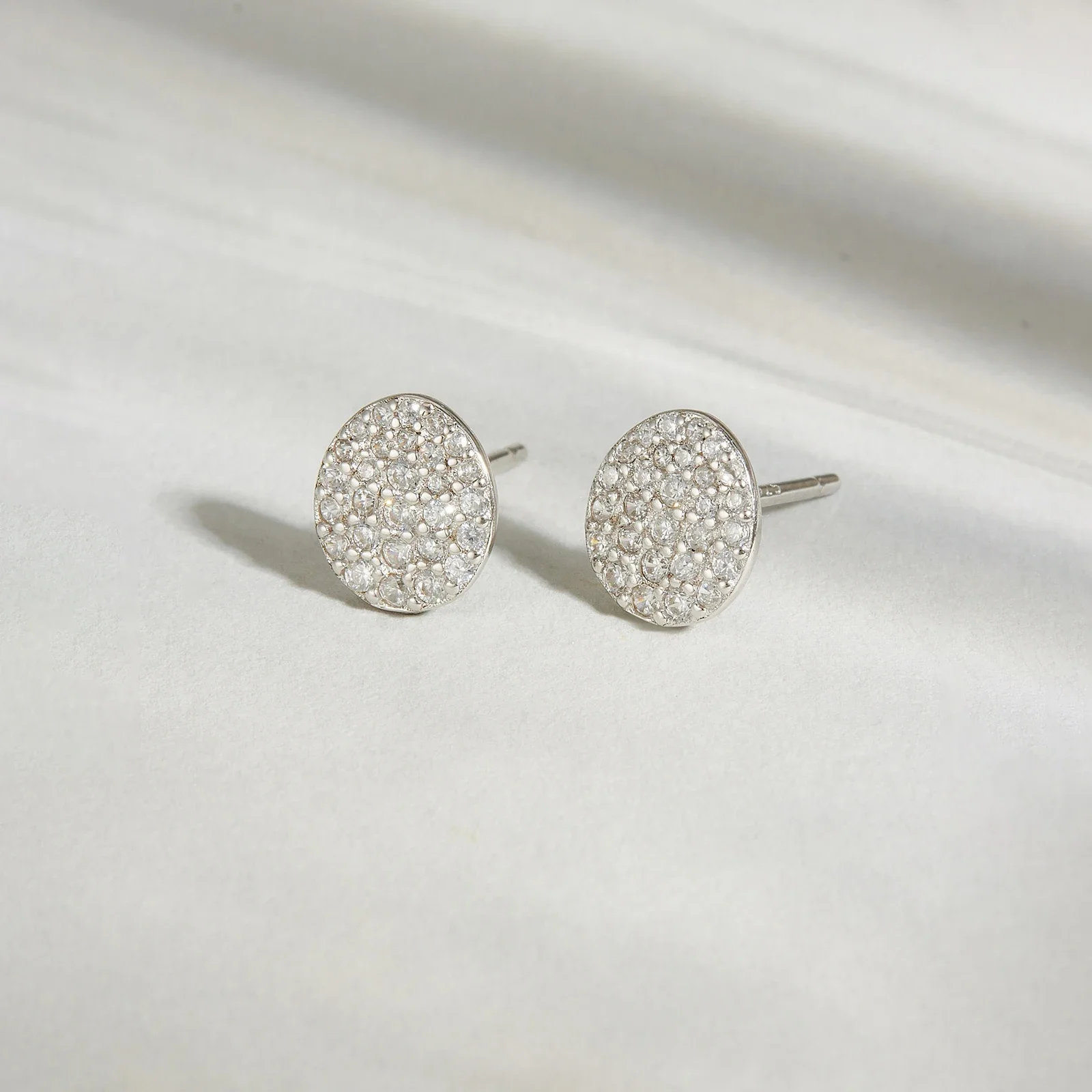 ANDYWEN 925 Silver Full Pave CZ Oval Stud Earrings, Micro-Set Diamond Sparkle Pair, Hypoallergenic Gift Box Jewelry