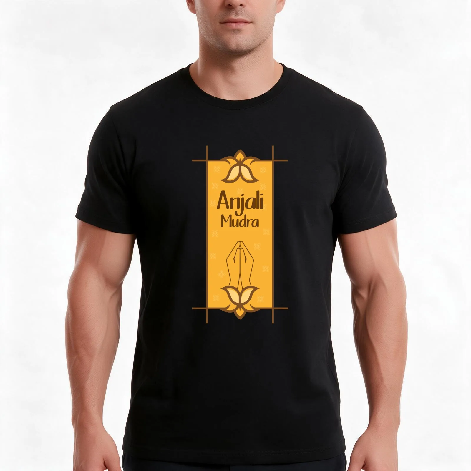 Anjali-Mudra T-Shirt, Summer Casual Cotton Tee, Oversized Streetwear Tops, Vintage Graphic Print, Loose Fit Short Sleeve