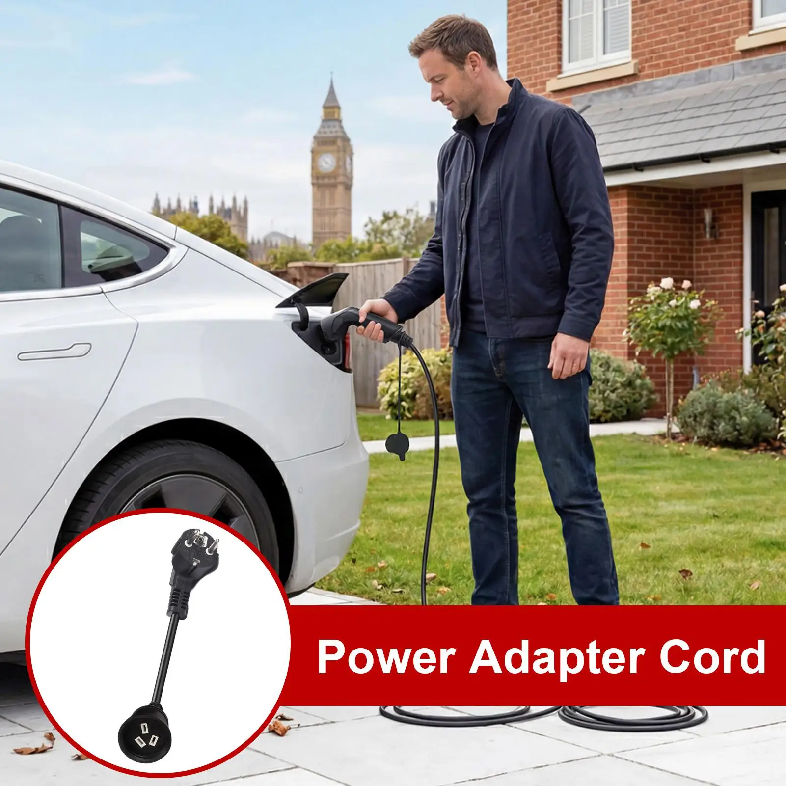 Ev Charging Cable Extension Heavy-Duty 10a-15a Power Adapter Connector EV Charging Extension Cord For Electric Vehicles Rv