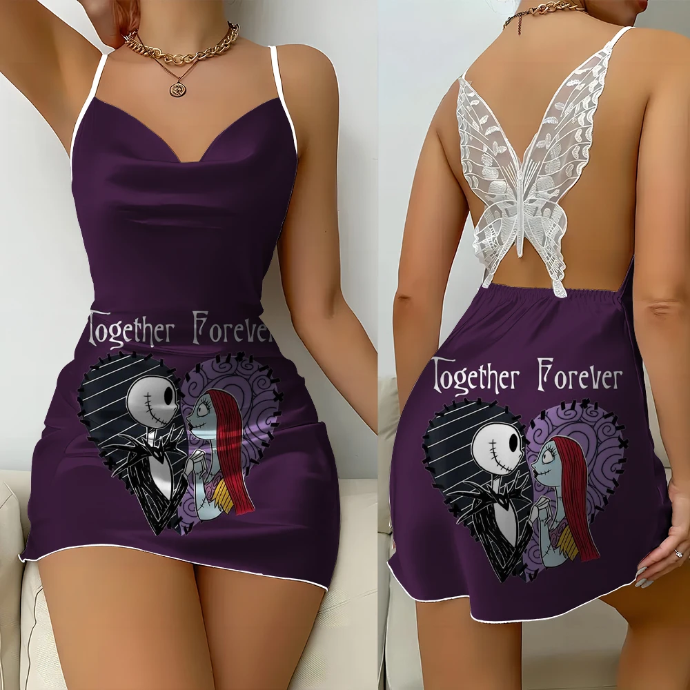 Jack Sally baju tidur wanita, baju tidur renda seksi Backless Suspender Fashion Dress Cosplay Lucu Halloween perempuan