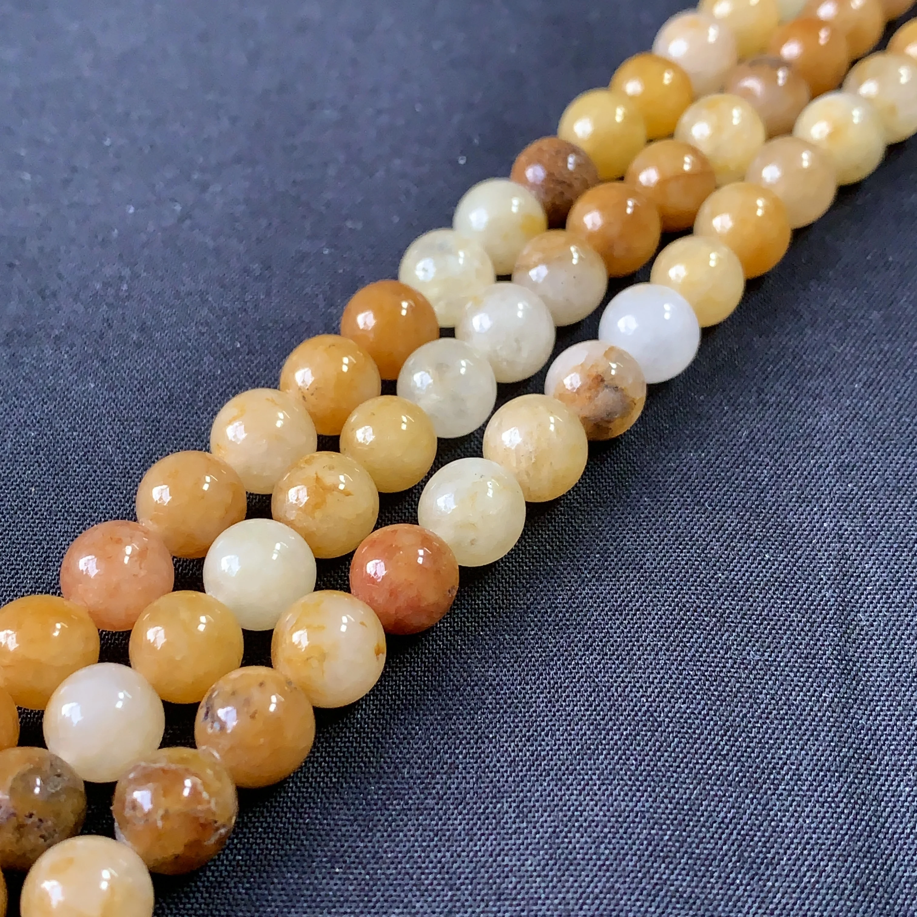 6/8MM Natural Round Seed Beads Yellow Aventurine Jade Multi-Color Gemstone Loose Beads For Jewelry Making DIY Handmade Materials