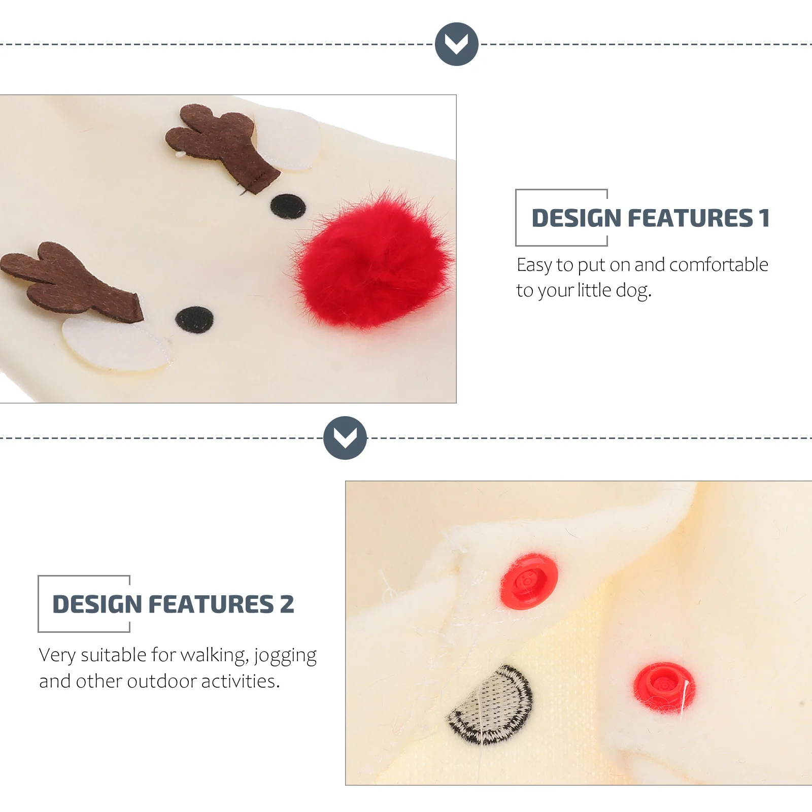 

Soft Pet Dog Coat Elk Pattern Holiday Costume Comfortable Fit for Puppy Outdoor Party Banquet Use Size Xs White Winter