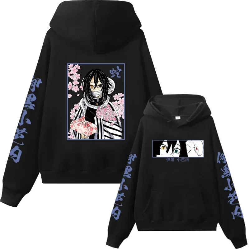 CyDemon Slayer Iguro Obanai y Kanroji Mitsuri Anime sudaderas con capucha jerseys hombre mujer pareja Streewear sudaderas con capucha de dibujos animados