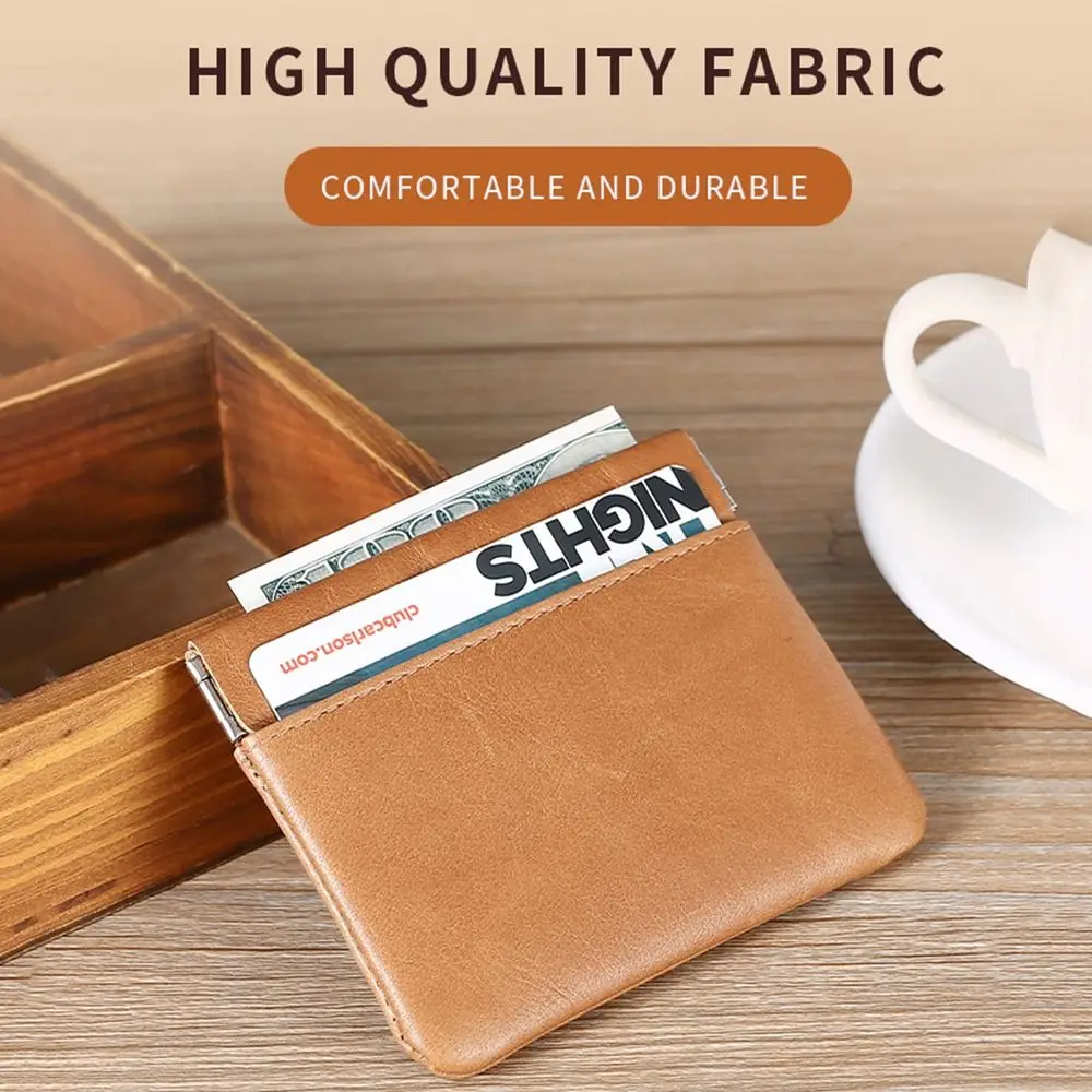 Oil Wax Leather Male Wallets Casual Soft Waterproof Headphone Bag Cowhide High Quality Fabric Card Bag Men