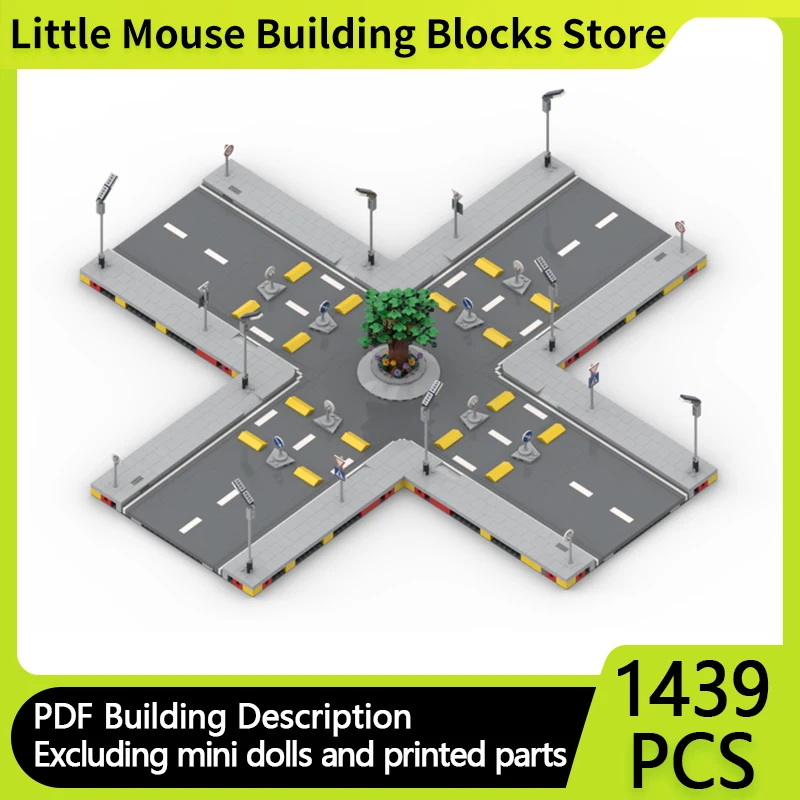 

City Street View Model MOC Building Bricks Central Roundabout Modular Technology Gifts Holiday Assemble Children Toys Suit