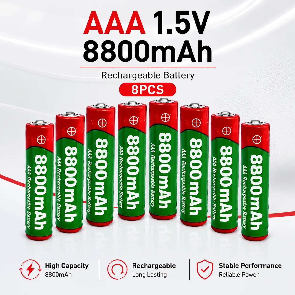 

Rechargeable AAA Alkaline Battery 1.5V 8800mAh Fast Charging Cell For LED Lights Toys MP3 Players Long Lasting Stable Power