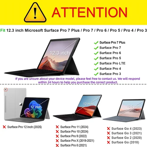 Imagen 2 del producto Funda con Soporte para Microsoft Surface Pro 7 6 5 4, Funda de Cuero PU de 12.3 Pulgadas para Tablet Microsoft Surface Pro 7 Plus