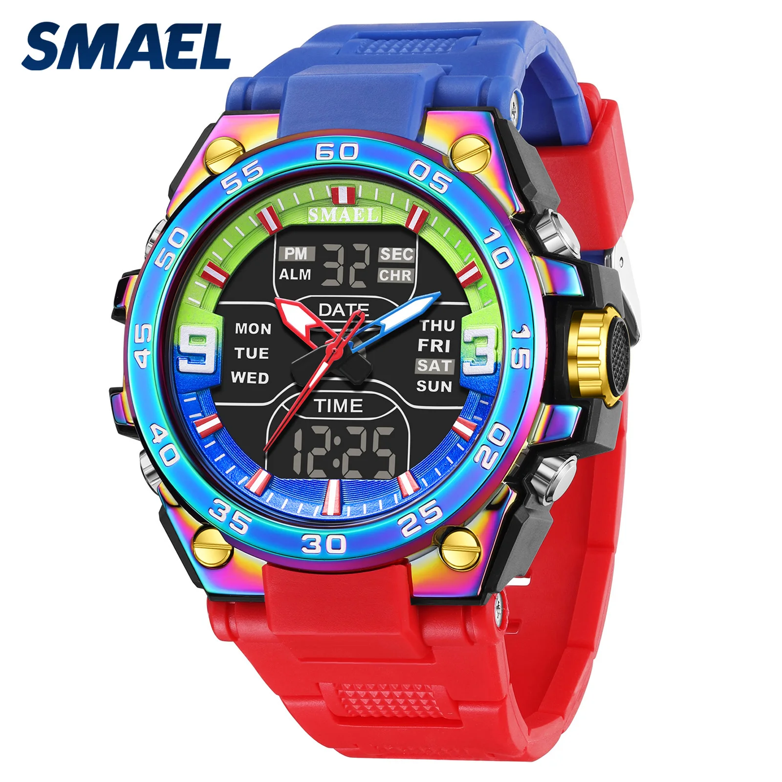 

Sports Watches Men 50M Wateproof Stopwatch Back Light Dual Time Quartz Watches Digital LED 8138 Sport Watch LED Men's Wristwatch