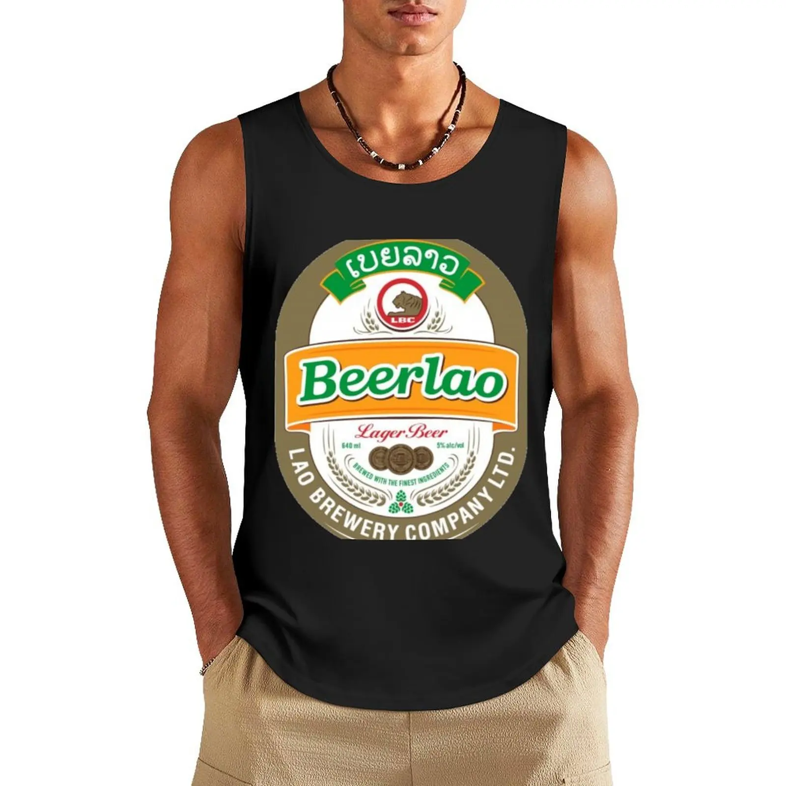 Beer Laos Tank Top gym Men's t-shirts Men's gym articles T-shirt sports