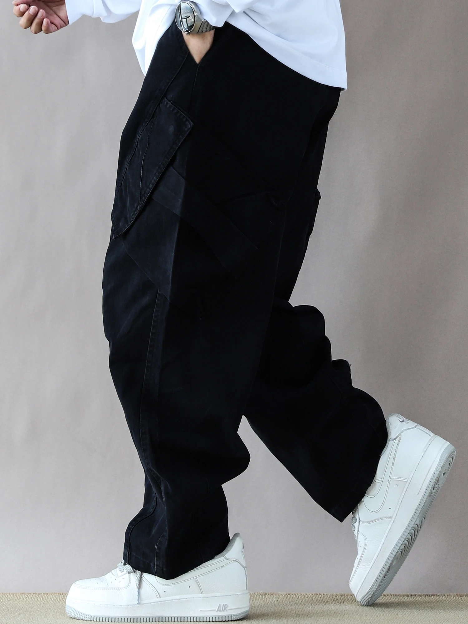 

Мужские рабочие брюки в американском ретро-стиле, свободные, прямые, повседневные, длинные, черные, хлопковые, простые, модные, брендовые, удобные джинсы прямого кроя