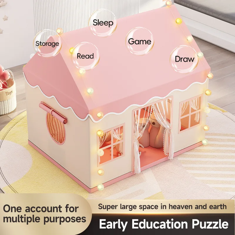 Indoor Children Toy Tent Metal Bracket Kids Toy Tent Multiple Stitching Lines Safety Polyester Fabric Girls Game Tents House