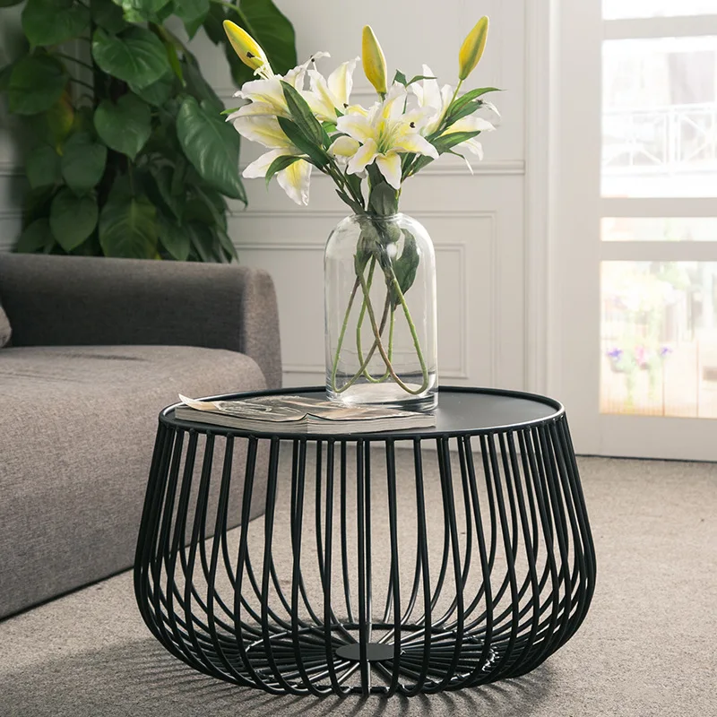 

Nordic Internet celebrity light luxury coffee table combination creative storage pumpkin coffee table wrought iron bay window
