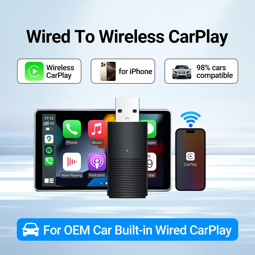 Mini CarPlay Wireless Adapter Vehicle for Factory Wired CarPlay Car Plug And Play Accessories Boy Friend Valentine's Day Gift