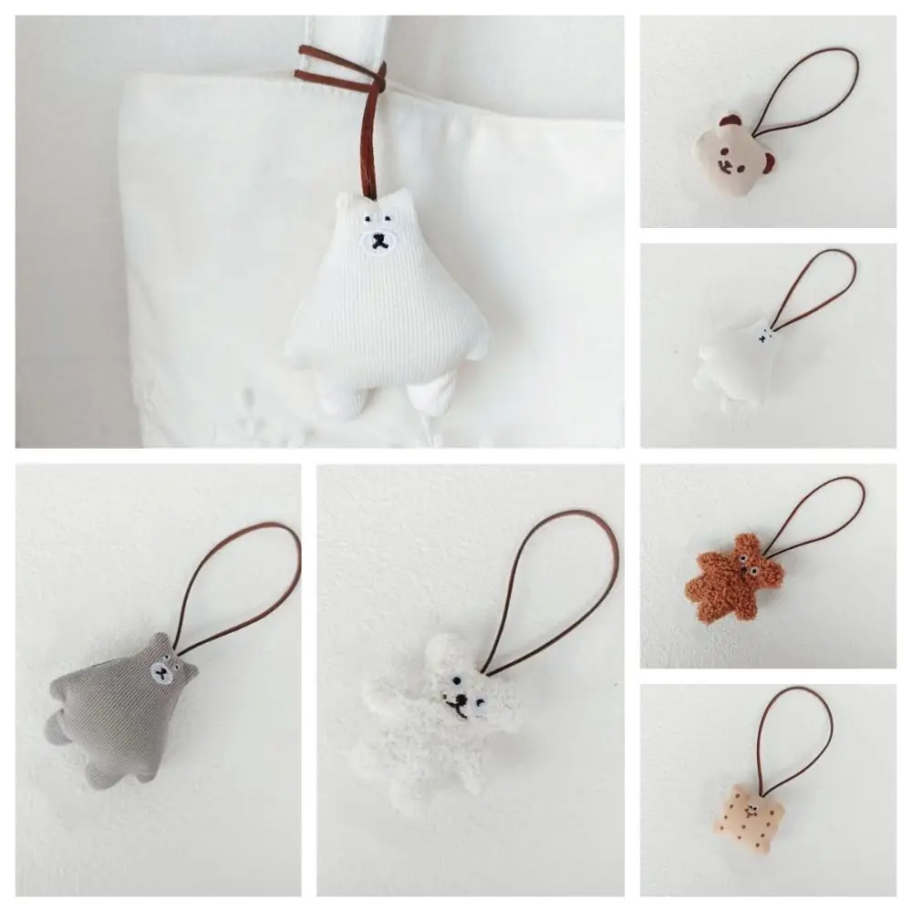 Soft Cookie Bear Bag Pendant Cloth Bag Match Accessories Cue Backpack Decoration Bag Charms Stuffed Animal Lanyard Decorations