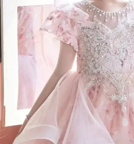 

Elegant Pink Girls Tutu Princess Dress Birthday Party Costume Wedding Flower Girl Children Pageant Gown Piano Performance Outfit