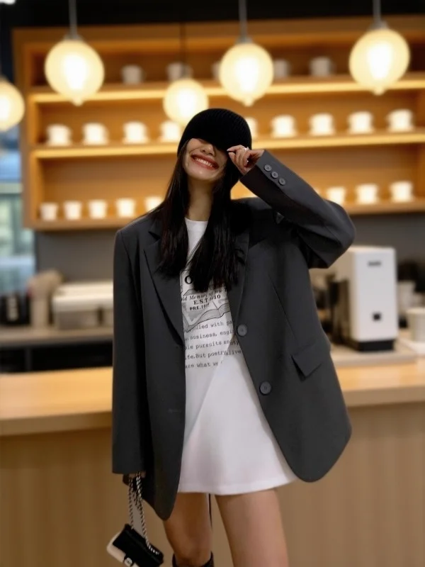 秋の婦人服高品質レディースブレザー袖付きフレンチブラックギフトブレザー女性トレンドオールマッチノッチカラー