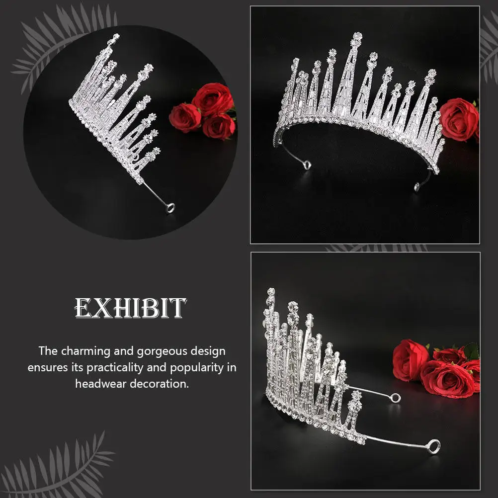 

Барочная корона со стразами, свадебная тиара, аксессуар для волос, элегантная тиара из цинкового сплава, украшение для головы для вечеринок и свадеб