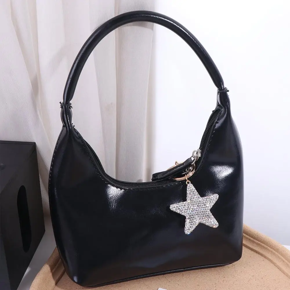 Creative Little Fresh Car Keyring Artificial-Encrusted Five-Pointed Star Couple Keychain Double-Sided Ornaments Bag Pendant Kids