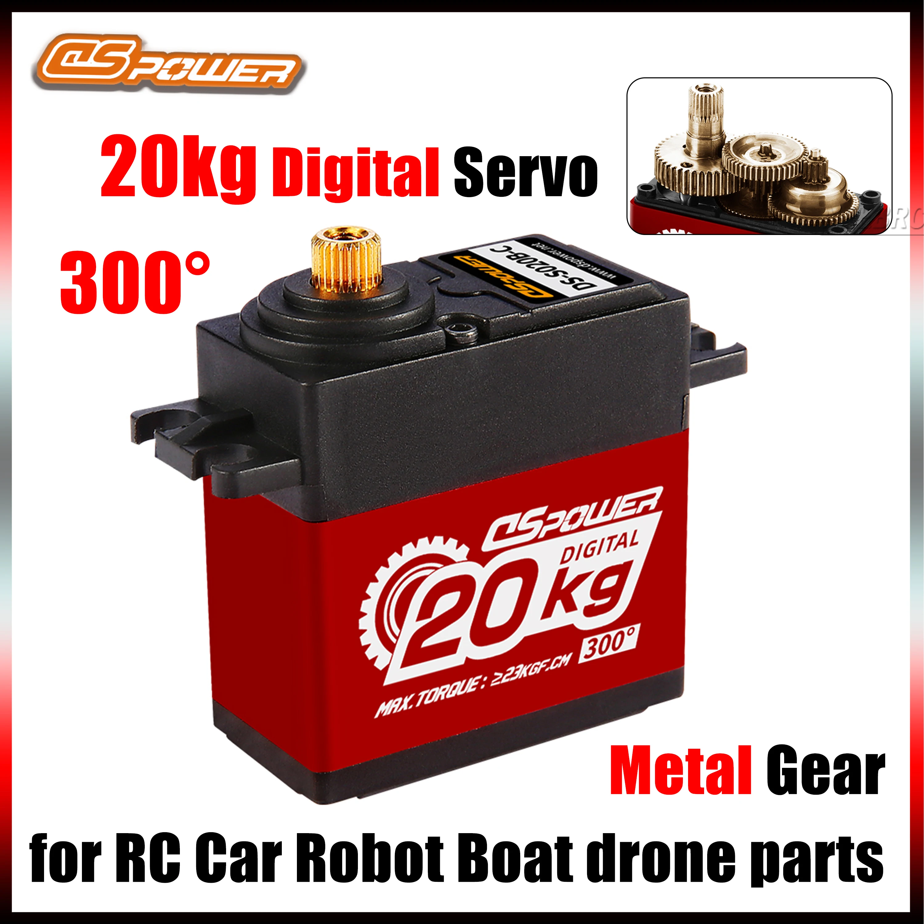 

DSpower 20 кг металлическая шестерня водонепроницаемый цифровой сервопривод высокоскоростной двигатель 300 градусов 6,0 ~ 7,4 В для радиоуправляемых автомобилей грузовиков лодок аксессуары для дронов