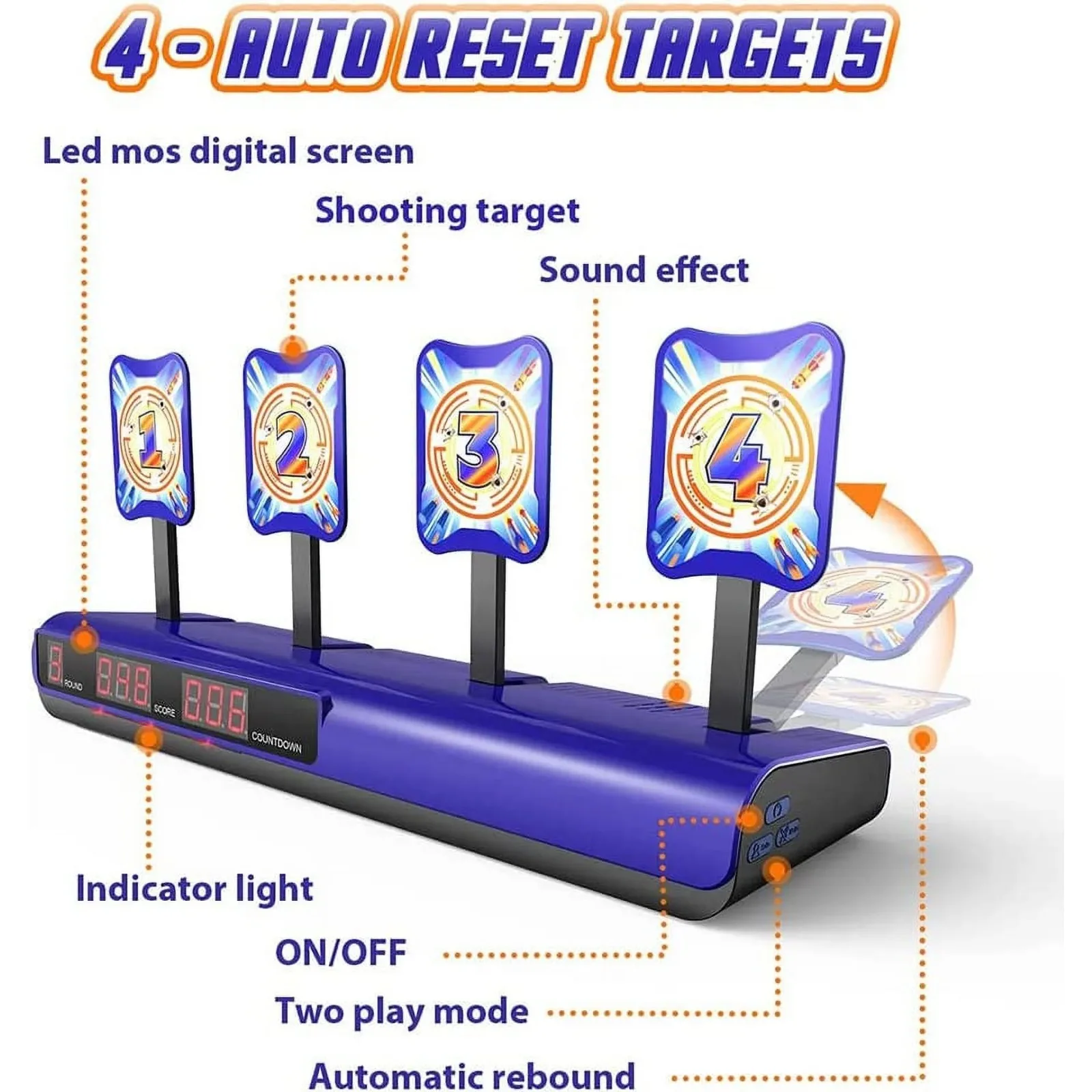 Electronic Shooting Target with 2 Foam Blaster Toy,Outdoor Tony Gun Gift for Kids Boys Girls Age 6-12