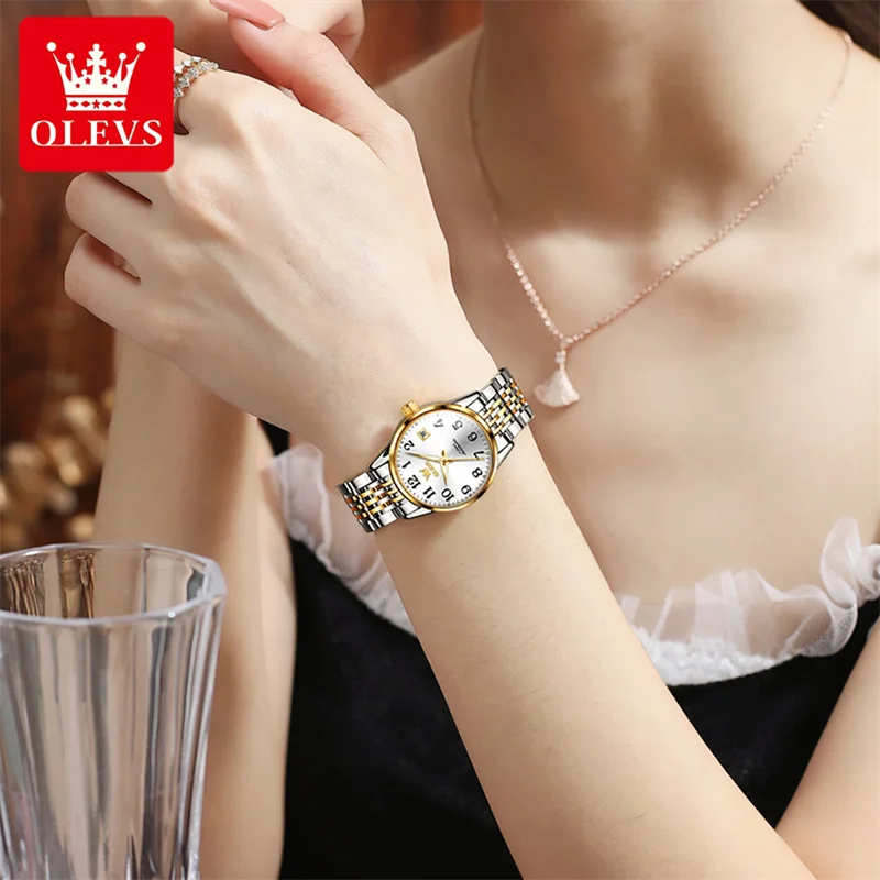 OLEVS Brand Fashion Watches For Women Ladies Luxury Stainless Steel Dress Automatic Mechanical Watch Waterproof Reloj Mujer