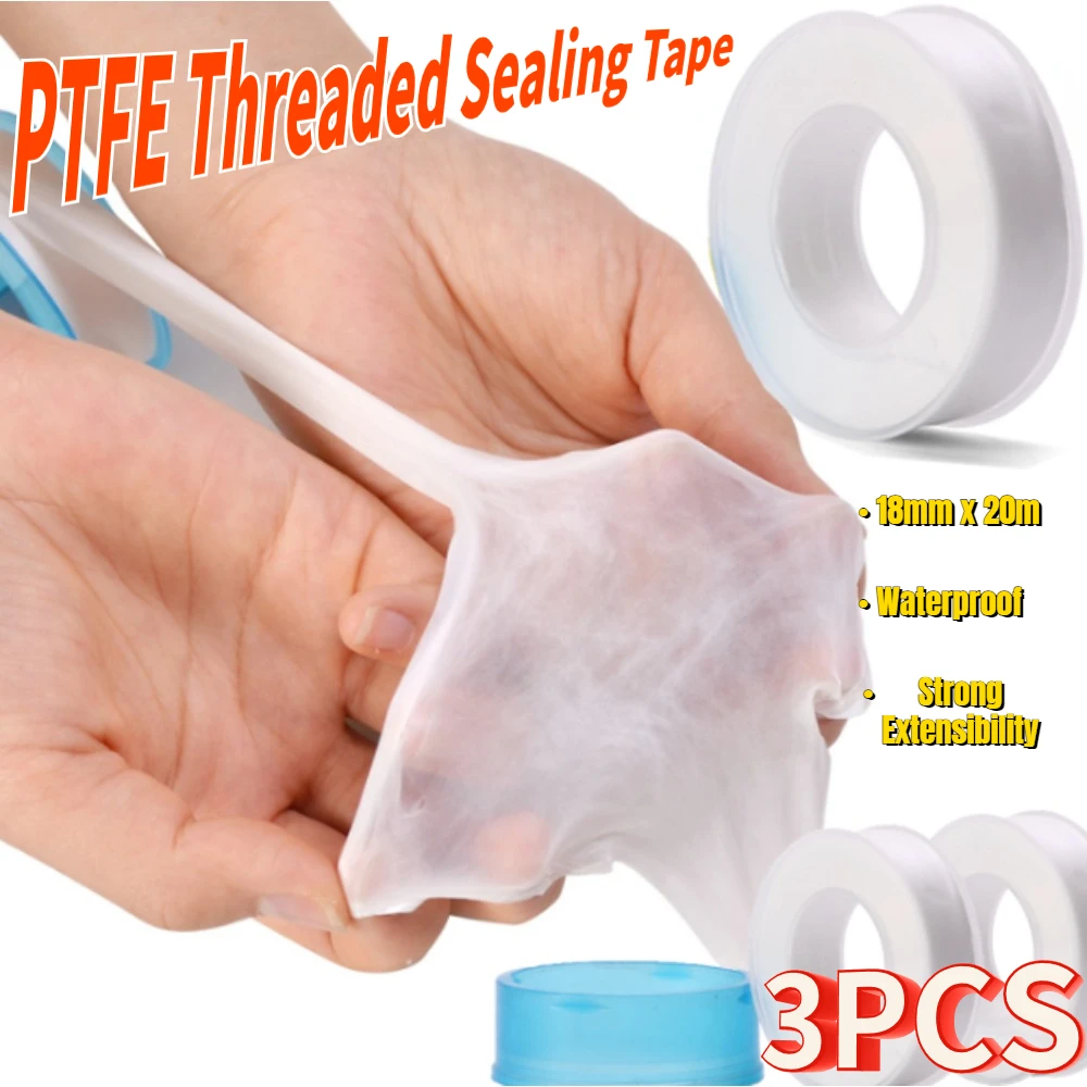 

20m x 18mm PTFE White Threaded Sealing Tape Adhesive Plumbers Sealing Tape Fitting Thread Seal Tape Strong Extensibility