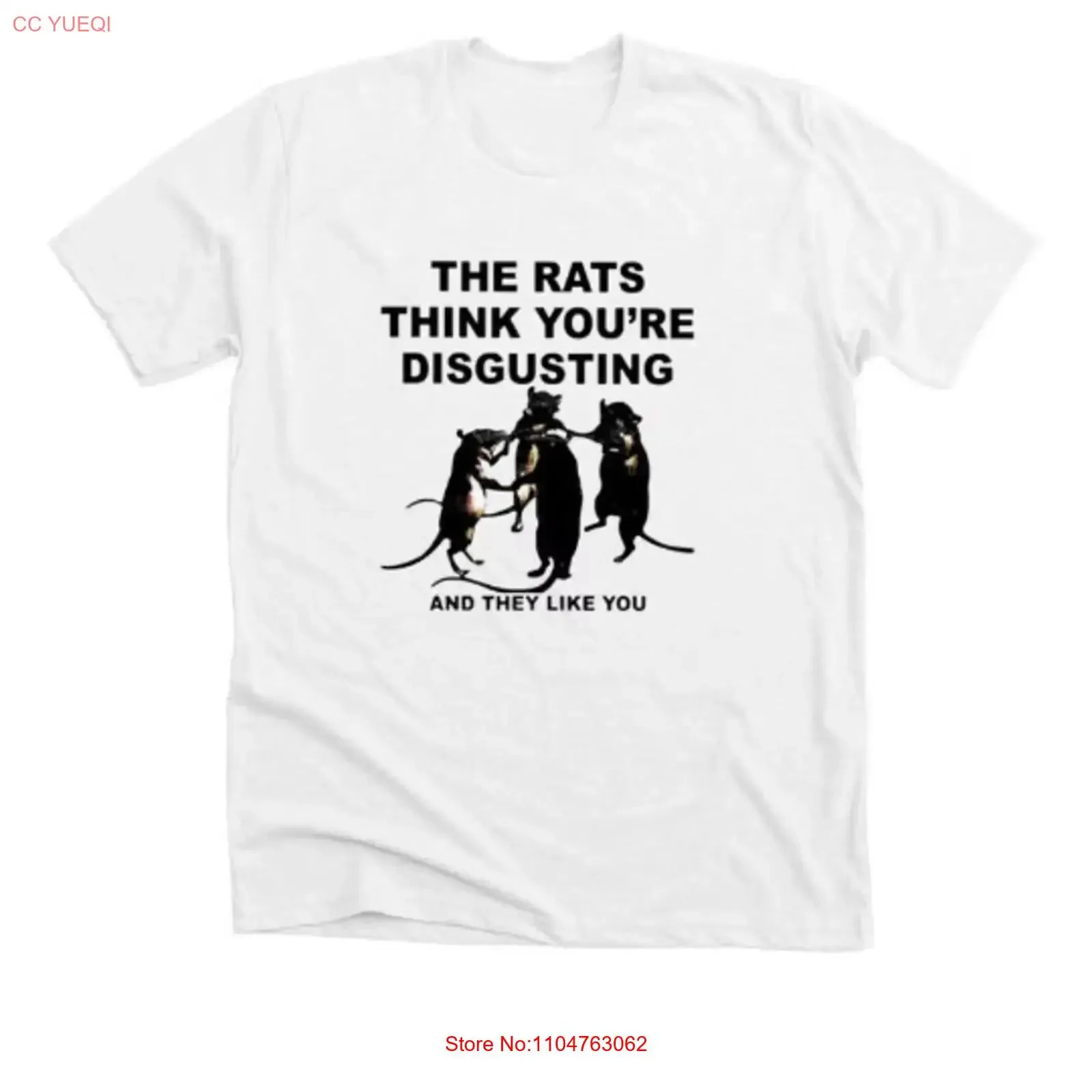 T-Shirt mit Aufdruck „The Rats Think You're Disgusting“, Vintage-Stil, gewaschen, lässig, dehnbar, modische Streetwear-Grafik, weich, Unisex