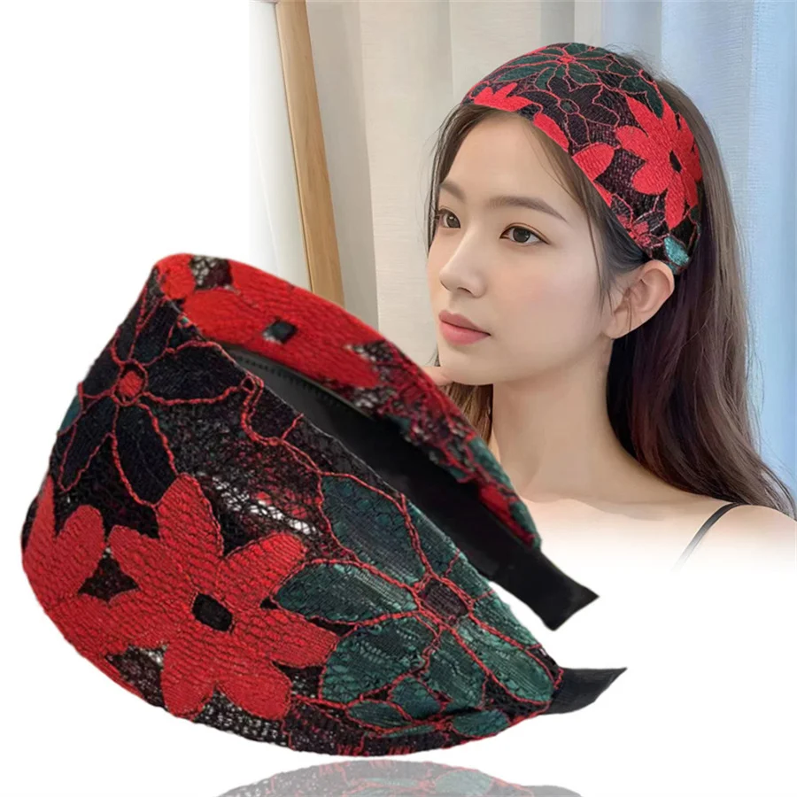 New antiskid Wide Women Hairband Solid Lace Turban Solid Elastic Hair Bands Hair Accessories Headband for Women Girls Headdress