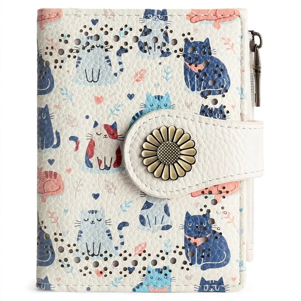 Short Wallet Elegant Daily Commuting for Women RFID Blocking Oil Wax Leather Coin Purse Small Card Holder Gift Idea