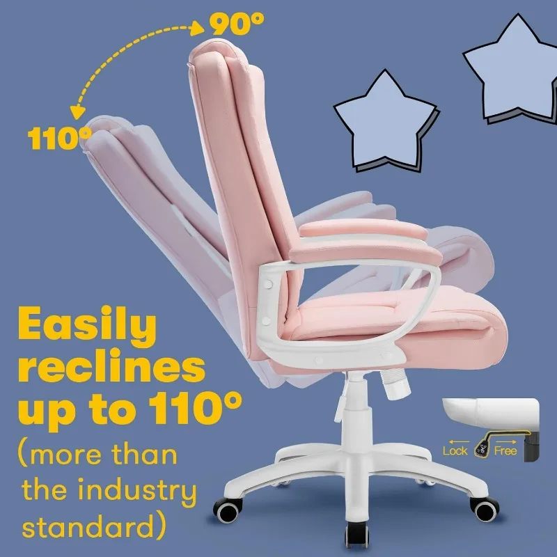 كرسي مكتب منزلي من OFIKA، كرسي مكتب مريح، كرسي مهام قابل للتعديل لدعم الظهر القطني، كرسي كمبيوتر مع دوار دوار