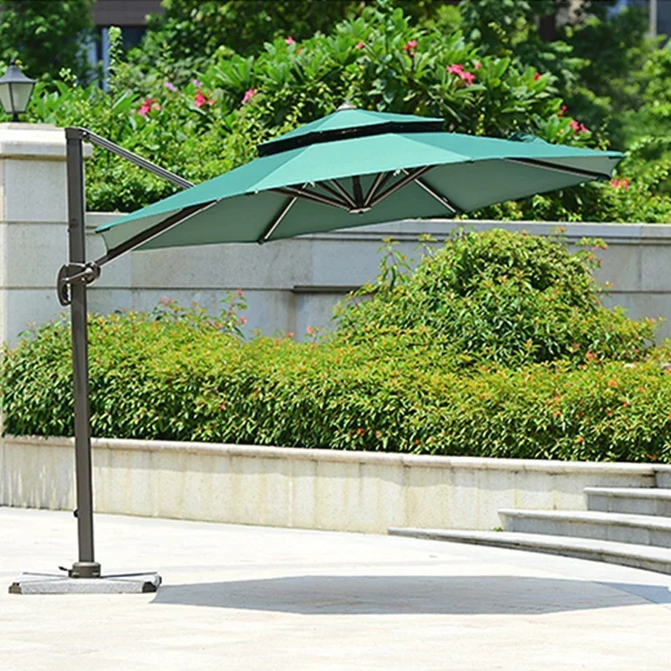 Gartenmöbel Garten Doppel Baldachin Regenschirm Cantilever großen Sonnenschirm 3,5 m Terrasse Sonnenschirm wirtschaft liche Sonnenschirme für Strand