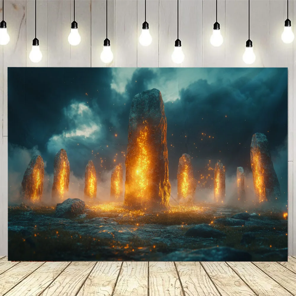 Stone psychedelic art tapestry wall hanging ancient runes constellations starry sky background posters home decoration bed sheet