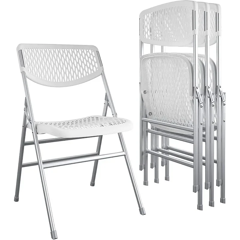 

Ultra Comfort Commercial XL Plastic Folding Chair, 300 lb. Weight Rating, Triple Braced, White, 4-Pack