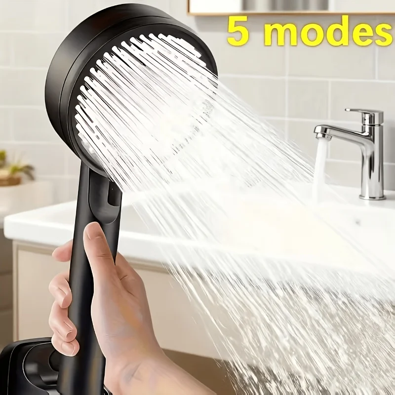 Hochdruck-Duschkopf, 5 Sprühmodi, Regenmassage-Spa, Robuster Kunststoff, Einfache Installation für Badezimmer und Badewanne – Detail 9