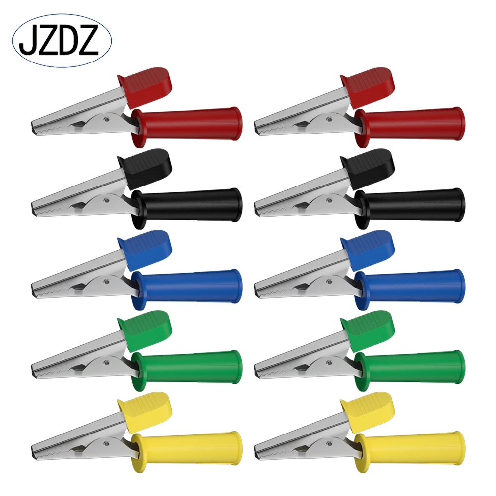 

JZDZ 10pcs Alligator Clips Crocodile Adapter Heavy Duty Insulation Nonslip 4mm Banana plug Probe DIY electrical J.60045