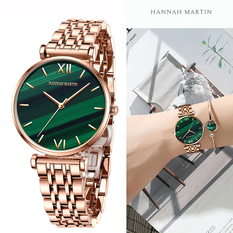 Luxury Ladies Watch Japan Original Movement 36mm Stainless Steel Strap Waterproof Green Dial Elegant Women\'s Watch Quartz Wrist