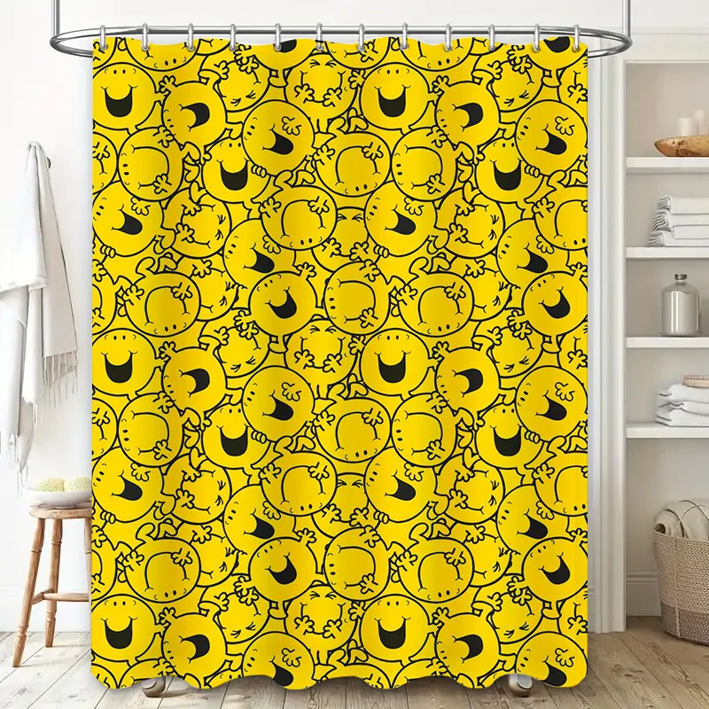 Yellow Shower Curtain with Hap - مراجعة Home Decor Emoji وسعره